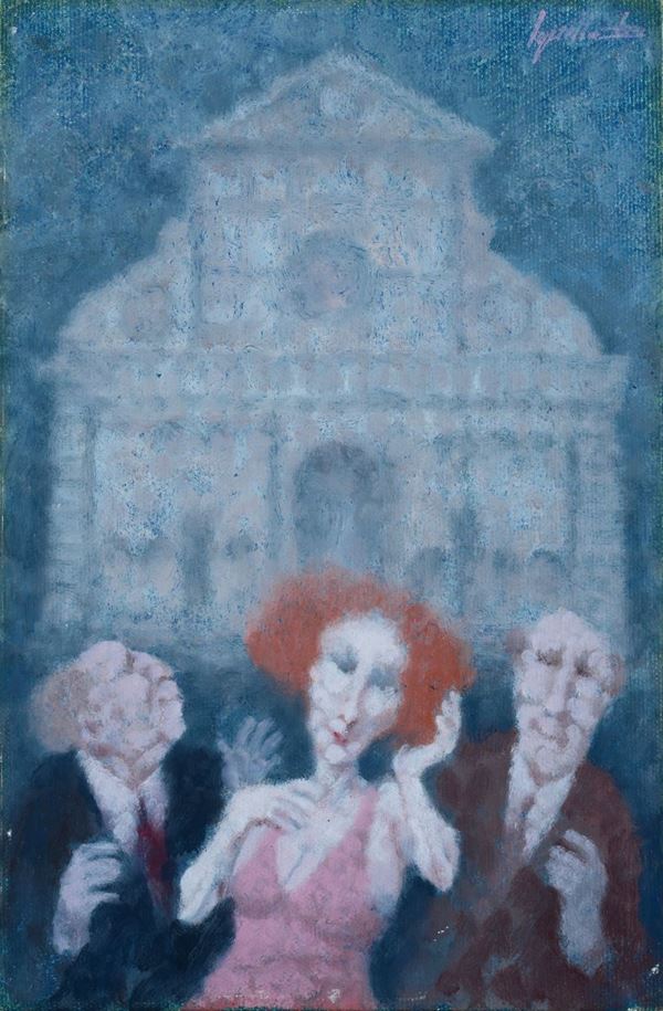 Remo Squillantini - Figures with Santa Maria Novella facade