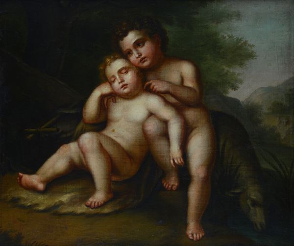 Anonimo, XIX sec. - Gesù Bambino e San Giovannino