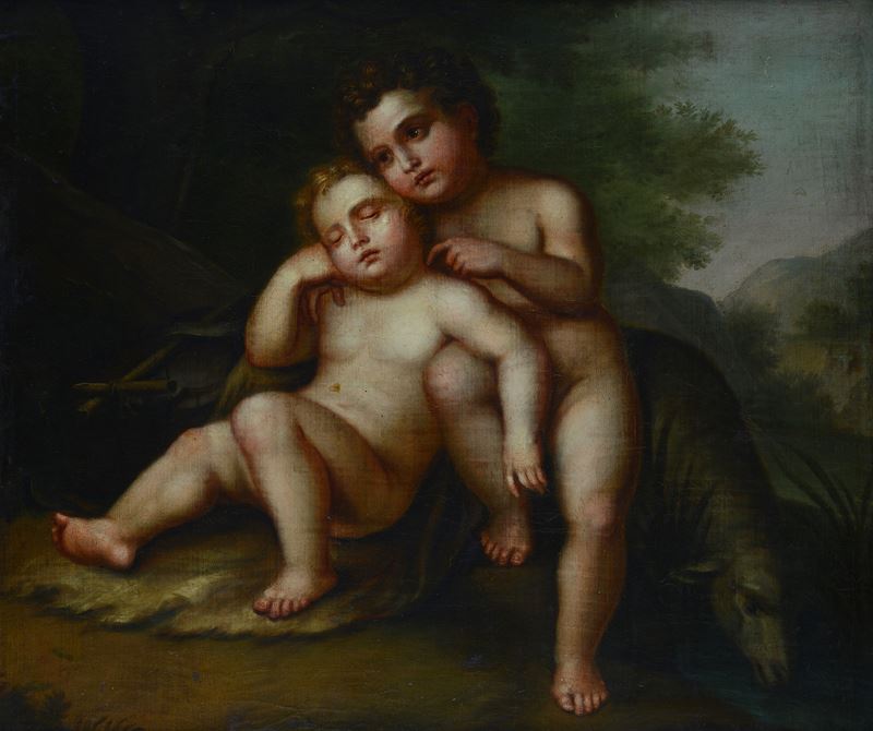 Anonimo, XIX Sec. - Gesù Bambino e San Giovannino