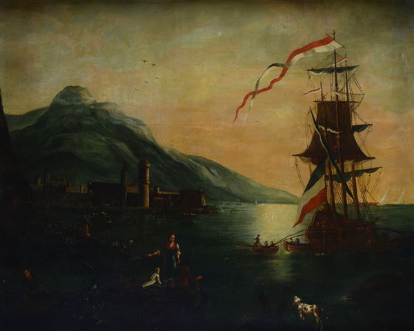Scuola Olandese, XVIII sec. - Navy with ships