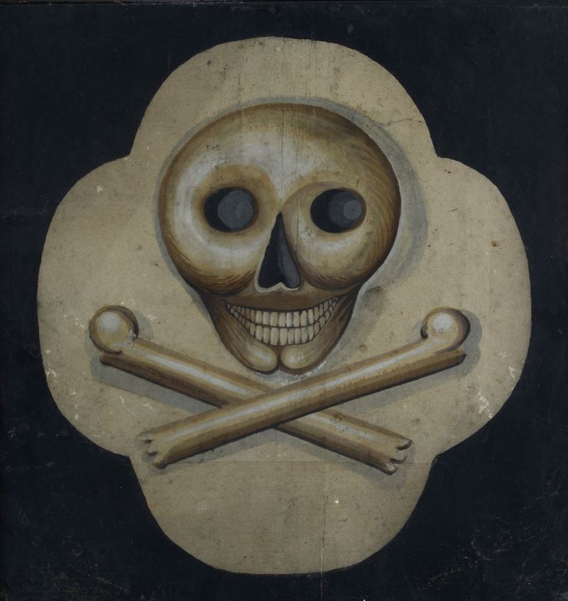 Anonimo, XIX Sec. - Teschio con Tibie Incrociate (memento Mori)