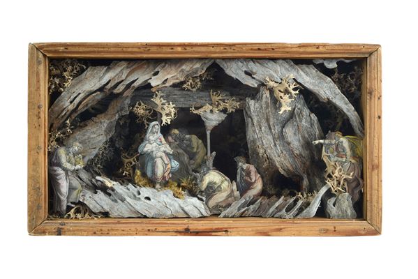 Wooden case with Nativity scene