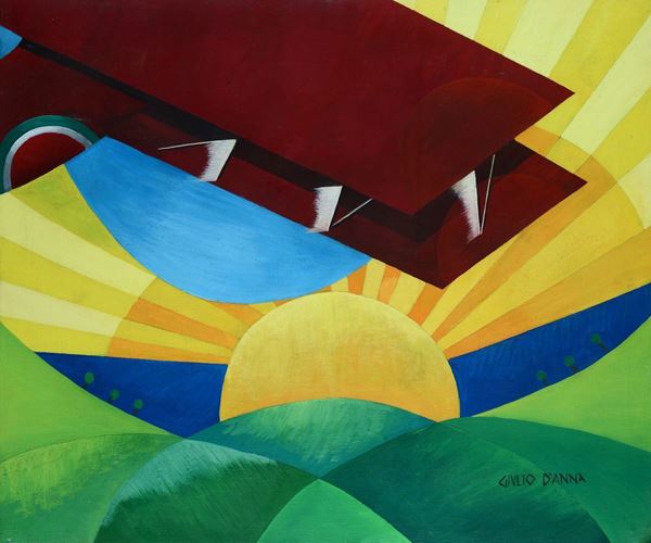 Giulio D'Anna - Dynamism of a biplane sun in the sun