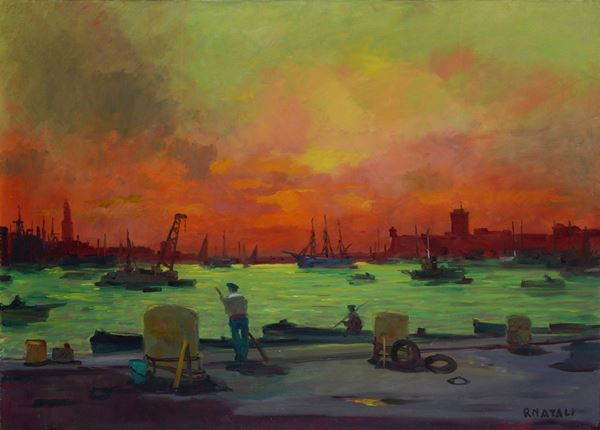 Renato Natali - Old port in Livorno - Sunset