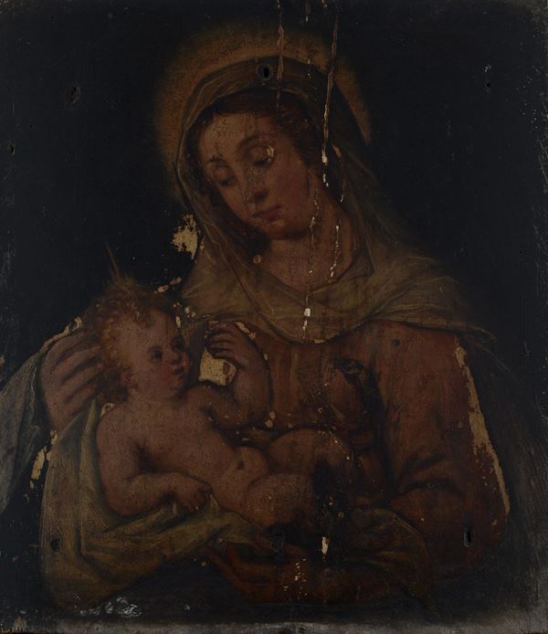 Scuola Romana, XVI - XVII sec. - Madonna con Bambino
