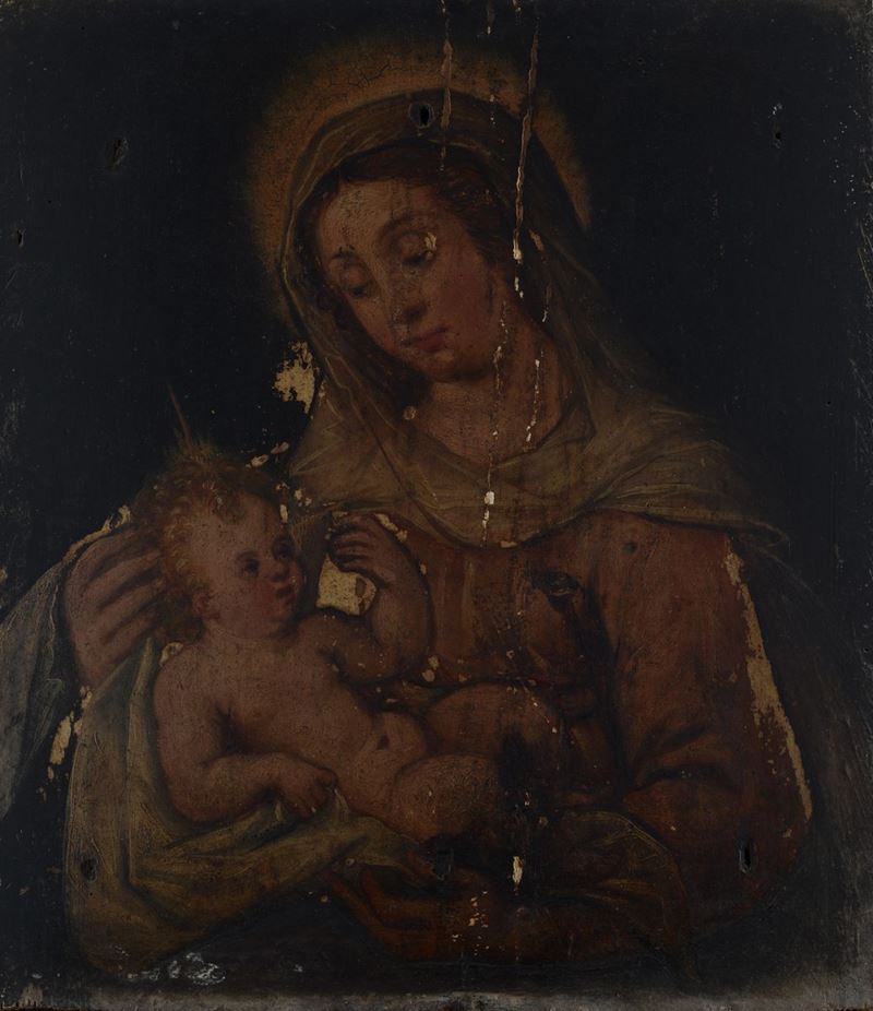 Scuola Romana, XVI - XVII Sec. - Madonna con Bambino