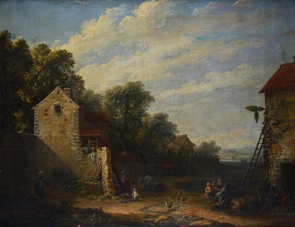 Attr. a Antoine Lebel - Paesaggio rurale con figure
