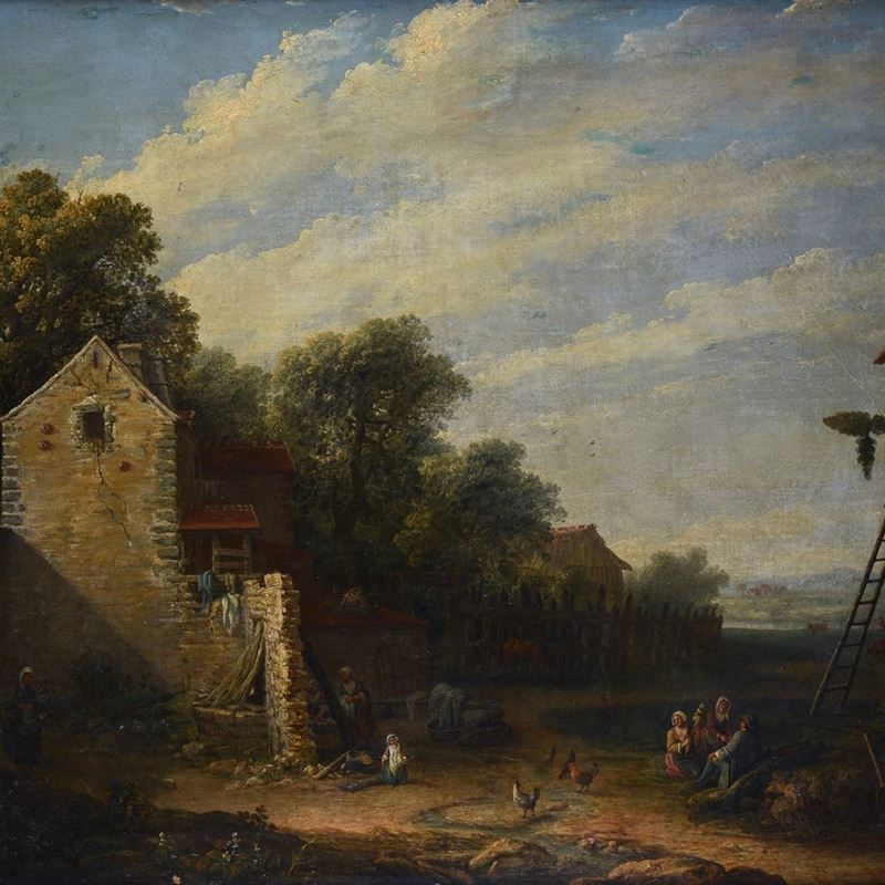 Attr. a Antoine Lebel - Paesaggio Rurale con Figure