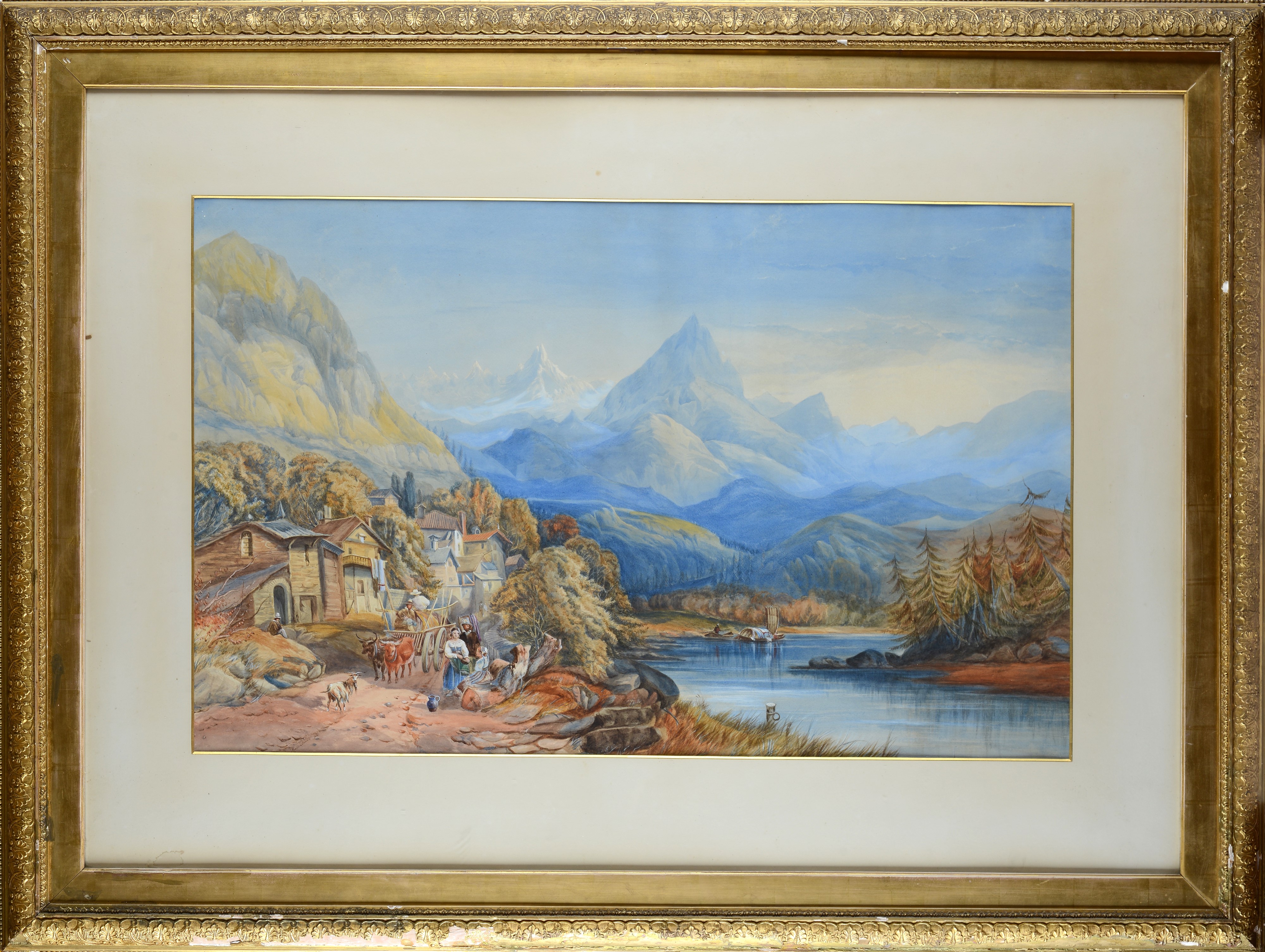 Anonimo, XIX Sec. - Paesaggio con Montagne