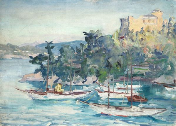 Anonimo, XX sec. - Landscape with boats