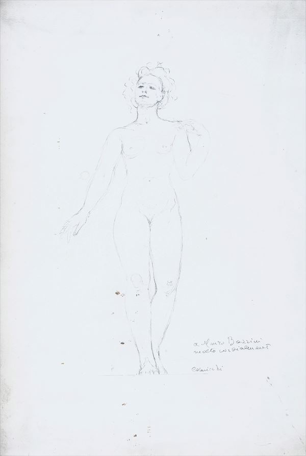 Giovanni Colacicchi : Studio per nudo  - Matita su carta - Asta ARTE MODERNA - Galleria Pananti Casa d'Aste