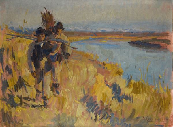 Umberto Coromaldi - Contadini lungo il fiume