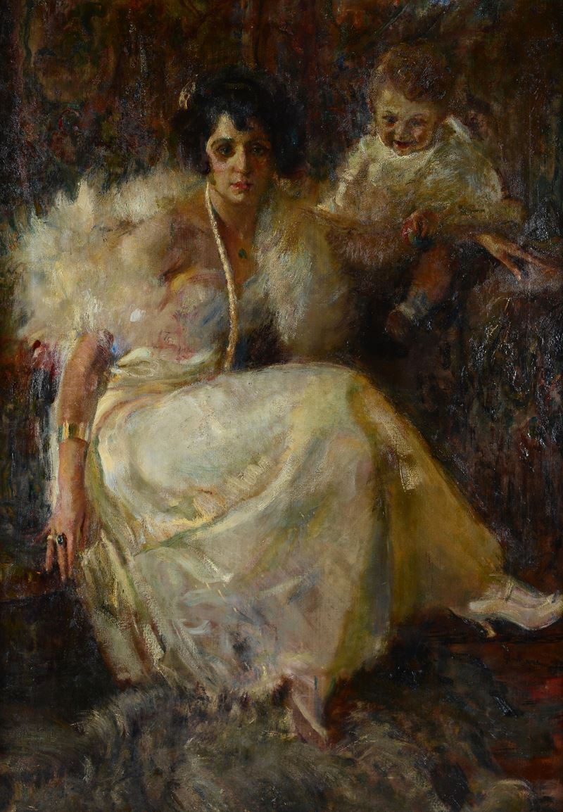 Giuseppe Amisani - Ritratto di Signora con Bambino
