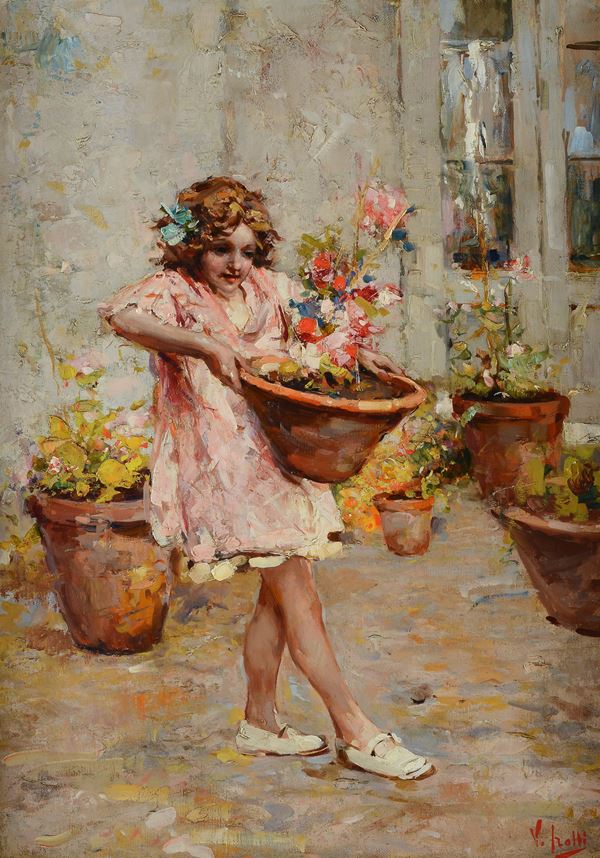 Vincenzo Irolli - Bimba con vaso di fiori