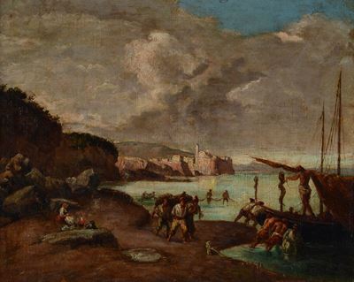 Paesaggio Costiero con Pescatori