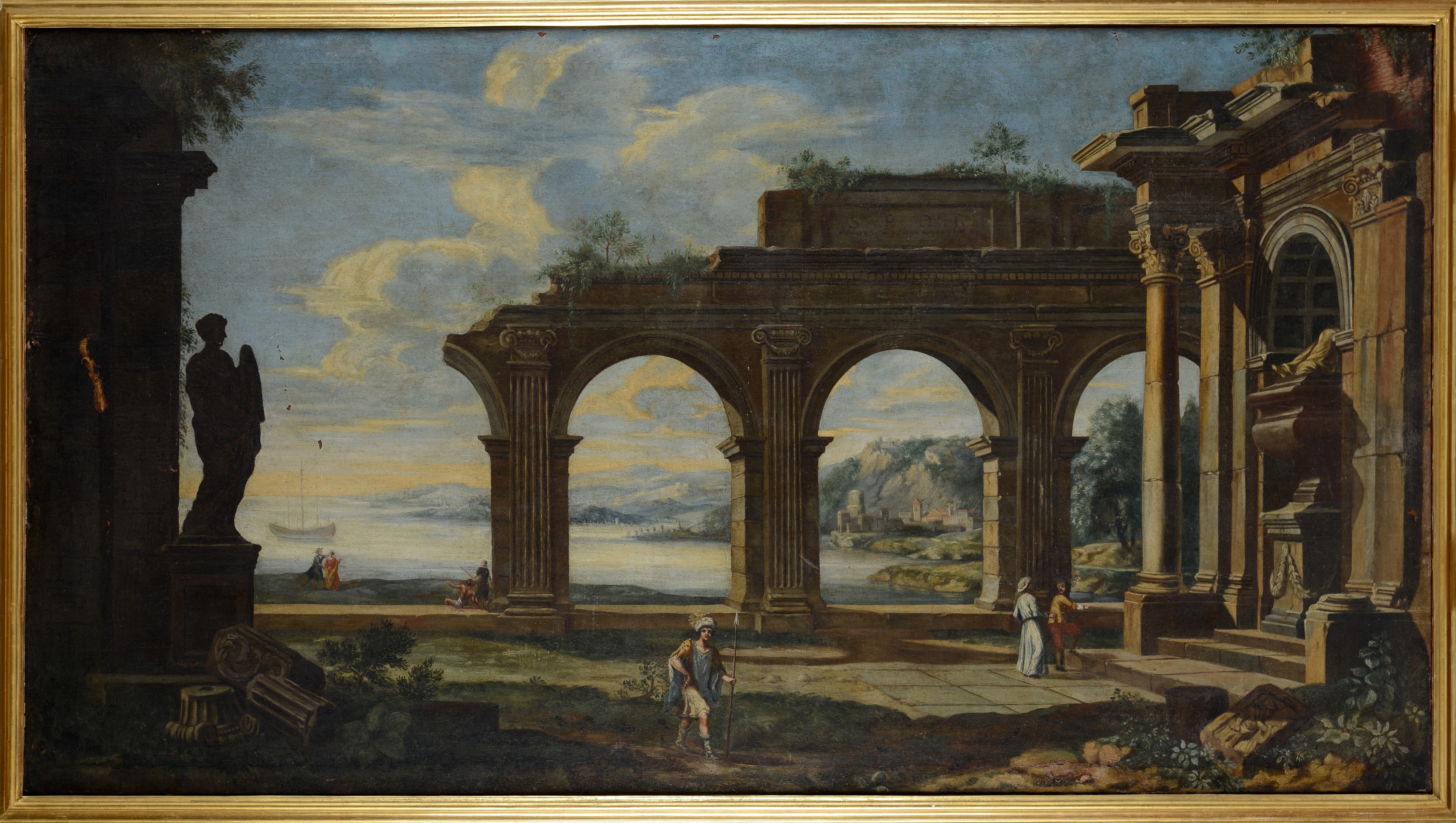 Scuola Italia Settentrionale, XVIII Sec. - Paesaggio con Rovine e Figure