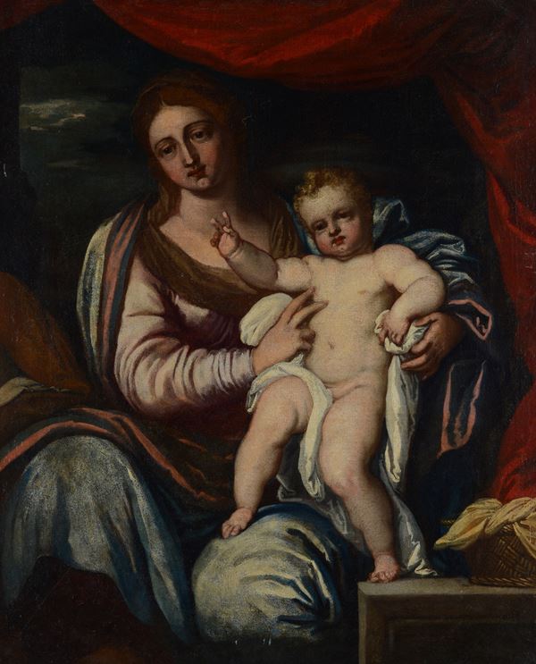 Scuola Veneta, XVII sec. - Madonna con bambino