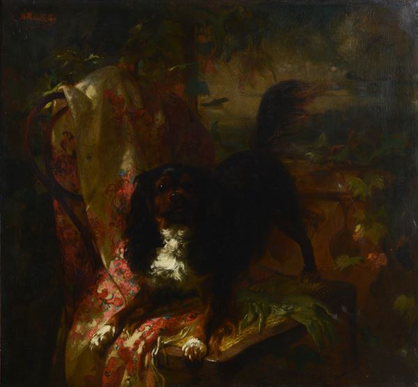 Antonio Mancini - Ritratto di charles spaniel