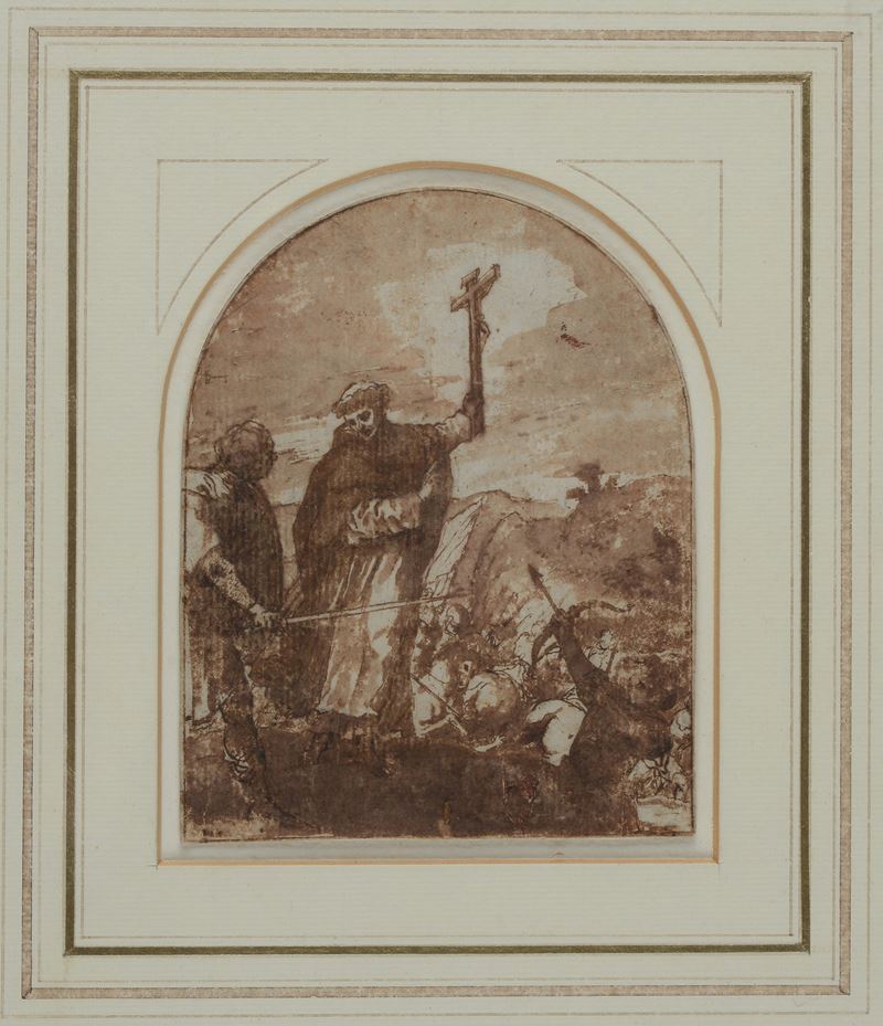 Scuola Spagnola, XVII Sec. - Santo Domenicano Benedice gli Eserciti