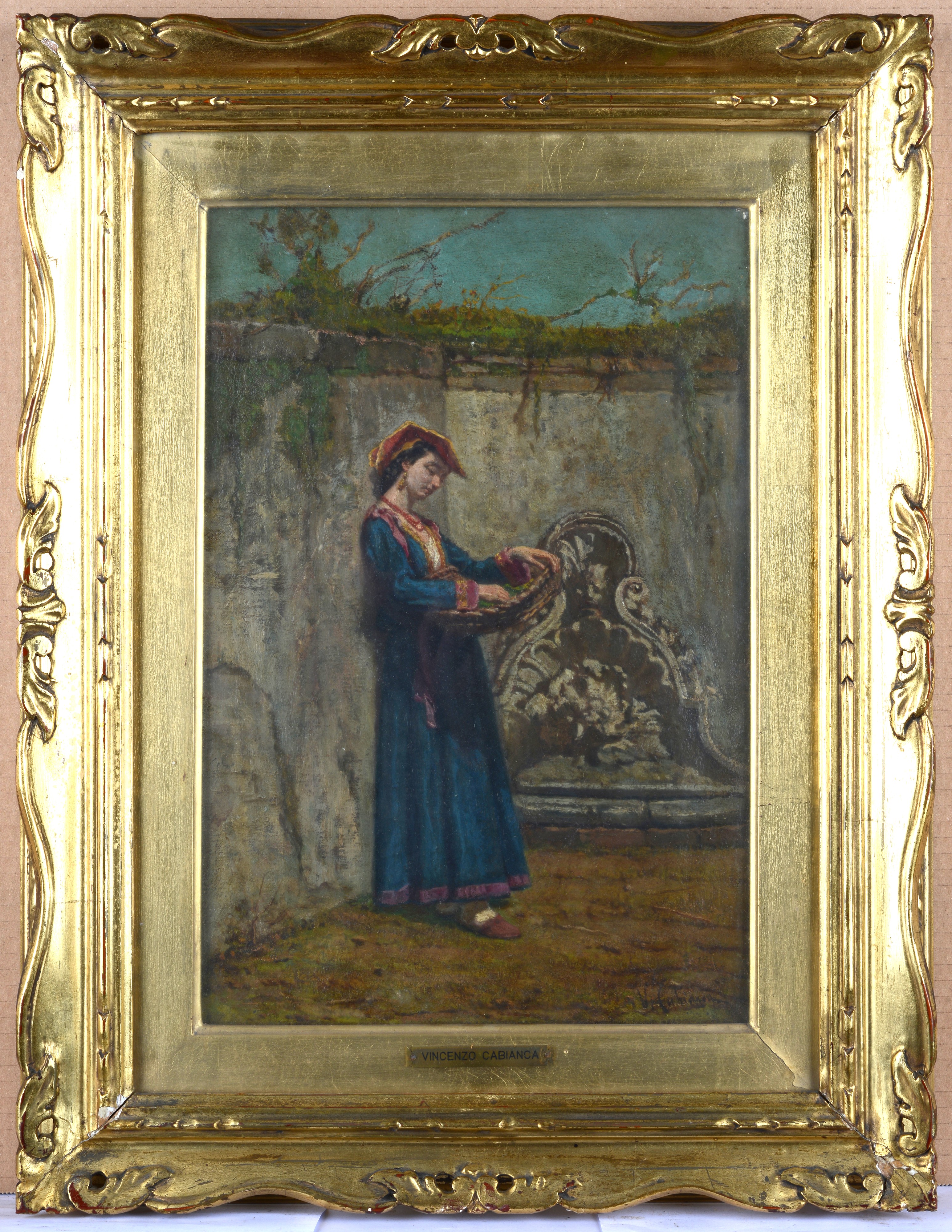 Vincenzo Cabianca - Donna con Cesto