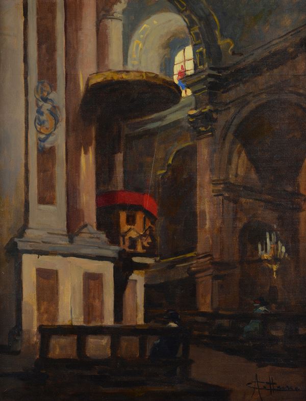 Achille Cattaneo - Interno di chiesa
