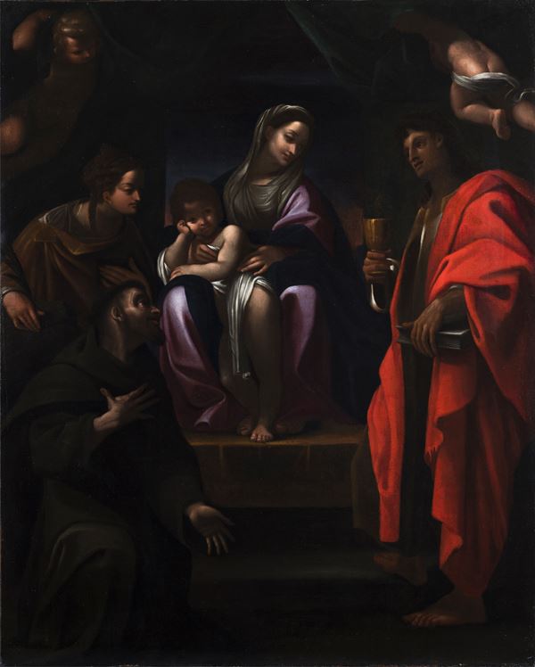 Bottega di Ludovico Carracci - Madonna col Bambino e i Santi Francesco, Caterina e Giovanni Battista
