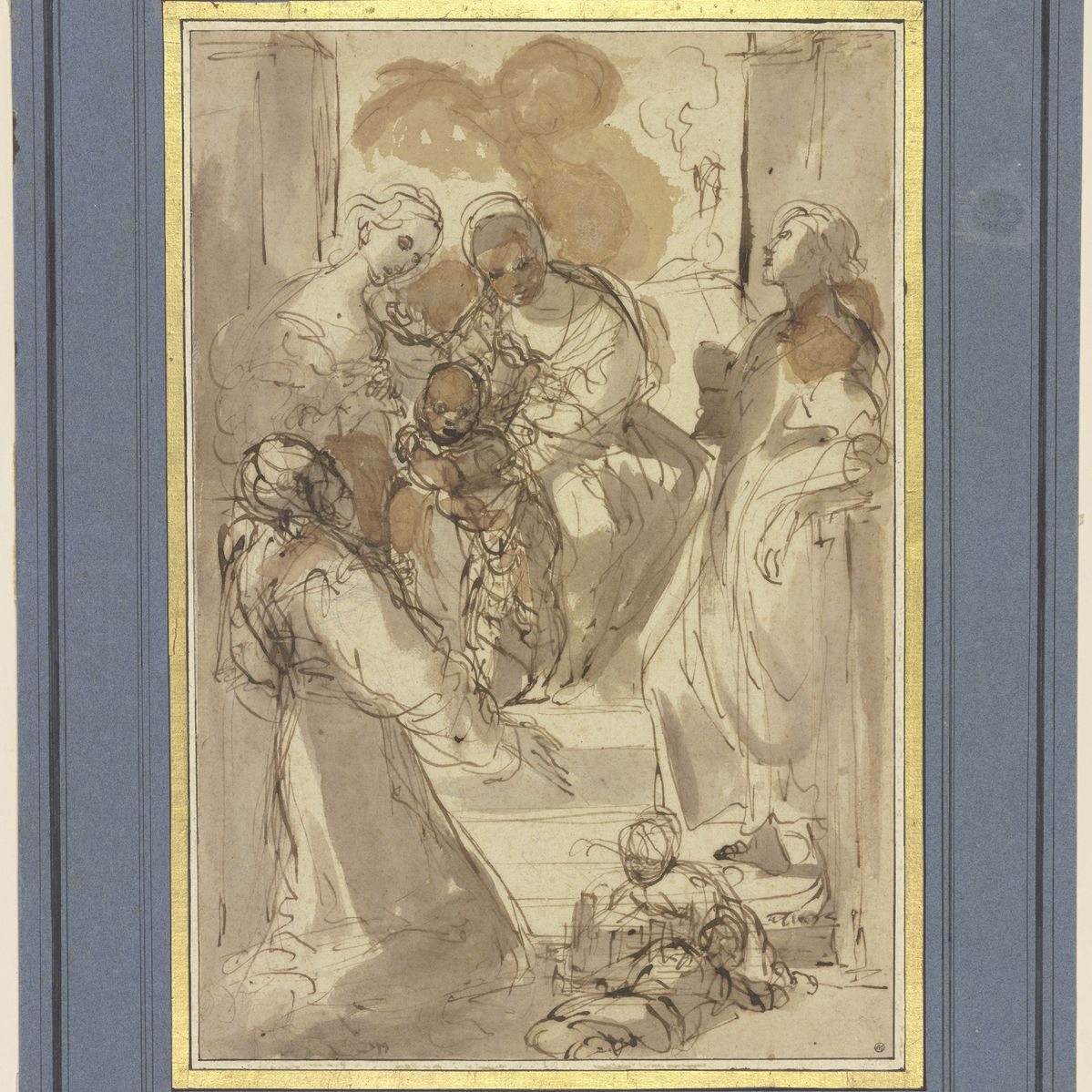 Bottega di Ludovico Carracci - Madonna Col Bambino e i Santi Francesco, Caterina e Giovanni Batti...