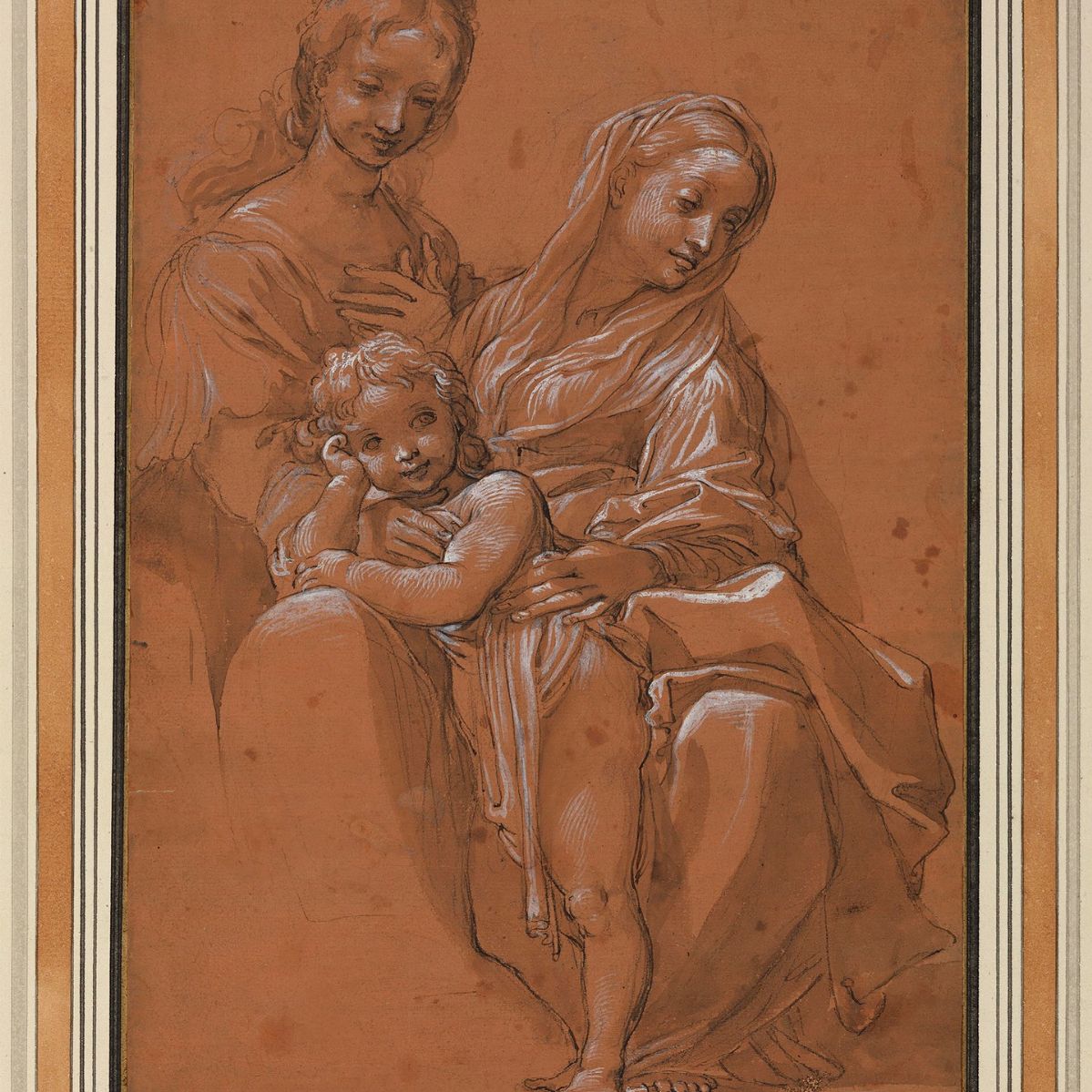 Bottega di Ludovico Carracci - Madonna Col Bambino e i Santi Francesco, Caterina e Giovanni Batti...