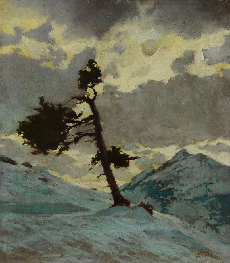 Carlo Follini - Paesaggio Innevato con Albero