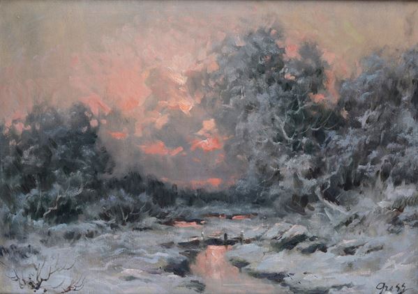 Anonimo, XX sec. - Paesaggio innevato