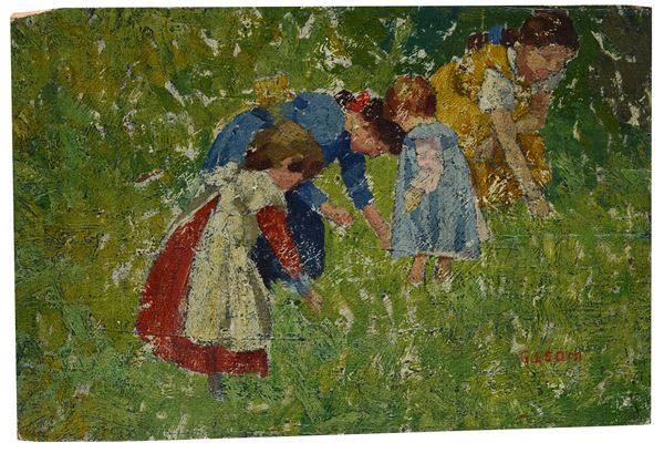 Giuseppe Leoni - Bambine nel prato