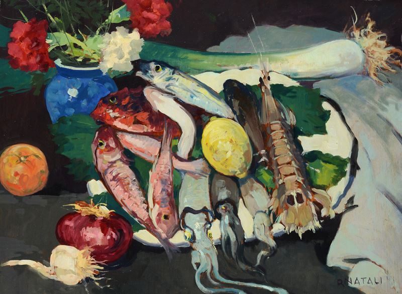 Renato Natali - Natura Morta con Pesci