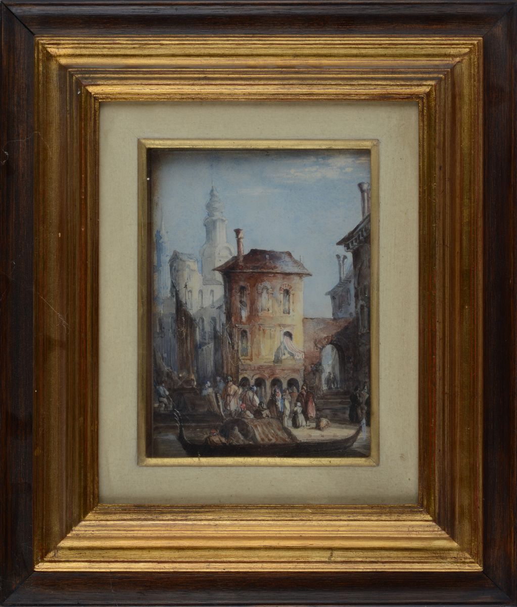Anonimo, XIX Sec. - Scorcio di Venezia con Palazzi e Figure
