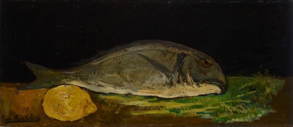 Giovanni Bartolena - Natura morta con pesce e limone