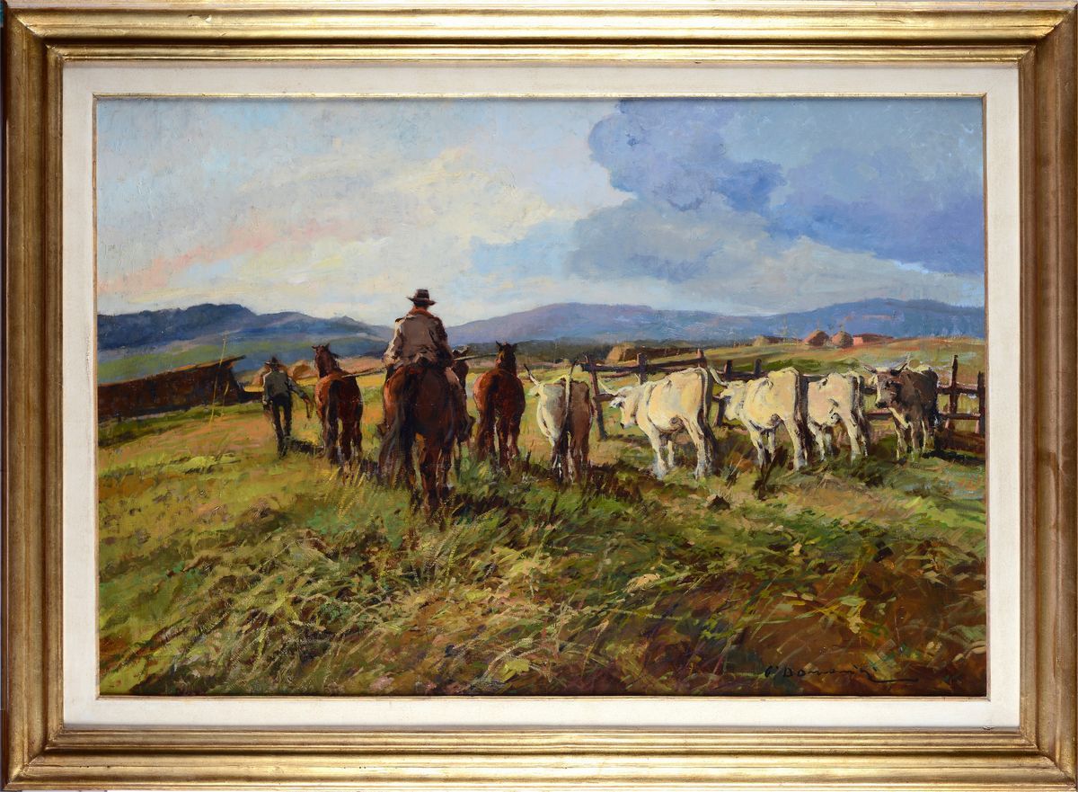 Carlo Domenici - Paesaggio con Butteri e Buoi