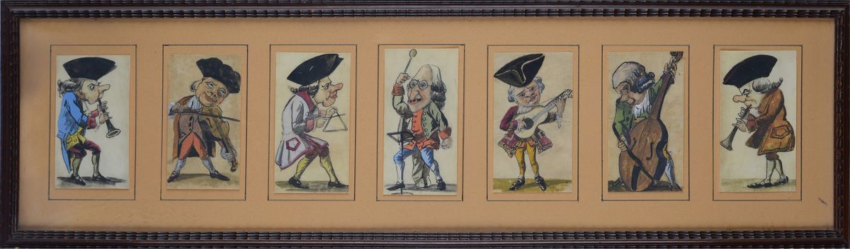 Anonimo, XIX Sec. - Sette Caricature di Musicanti