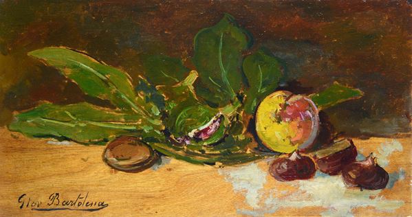 Giovanni Bartolena - Natura morta con fichi, pesche e castagne