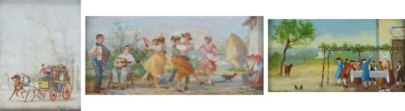 Renato Zini - Lotto Composto da Tre Piccoli Dipinti
