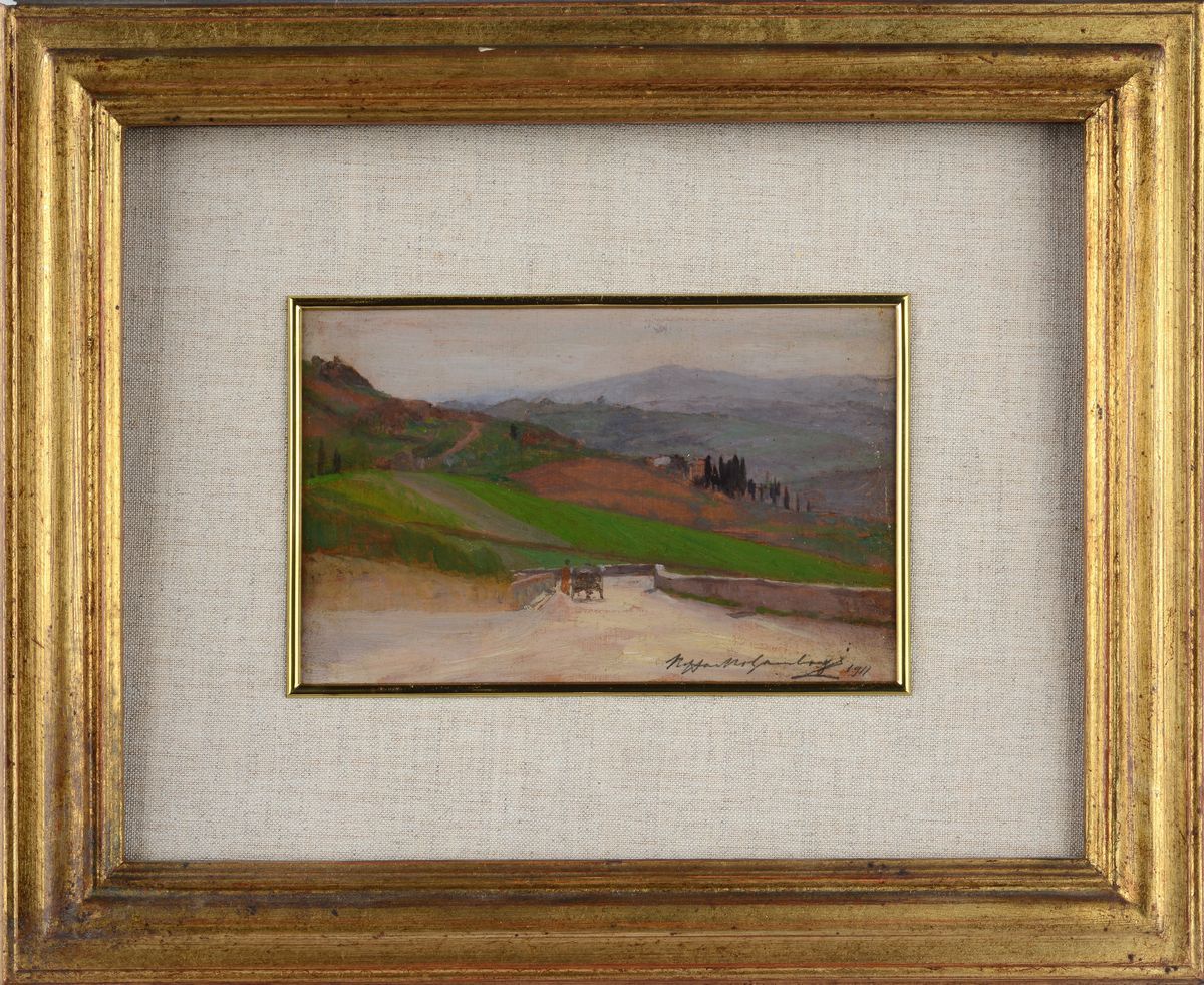 Raffaello Gambogi - Strada di Campagna con Carretto