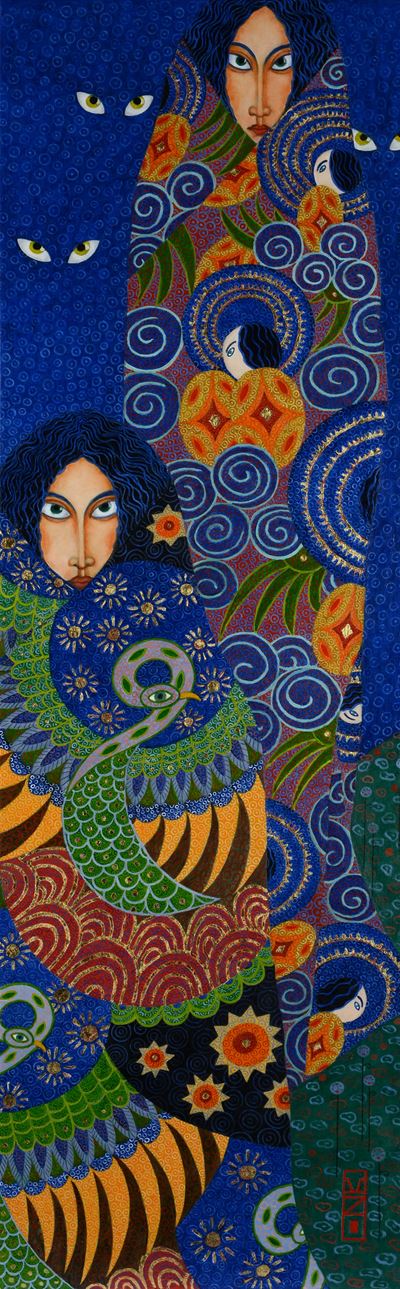 Due Donne con Scialle e Occhi di Tigre
