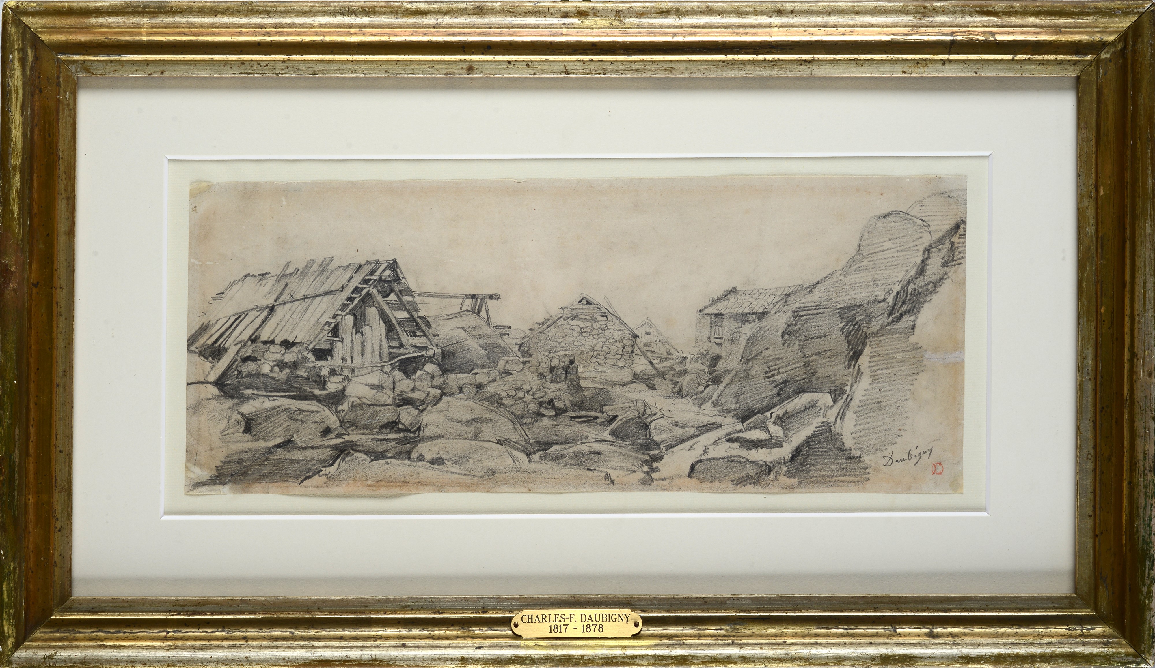 Charles-françois Daubigny - Paesaggio Roccioso con Rifugio di Montagna