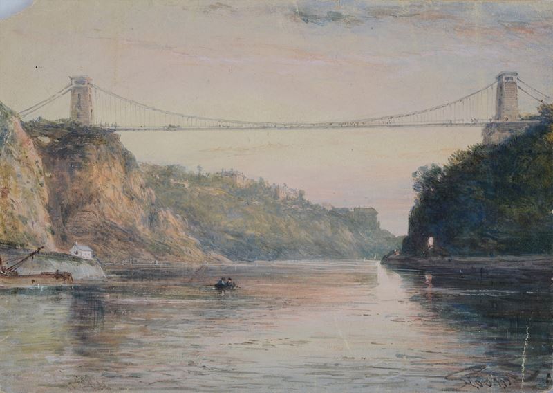 Anonimo, XIX Sec. - Paesaggio con Ponte