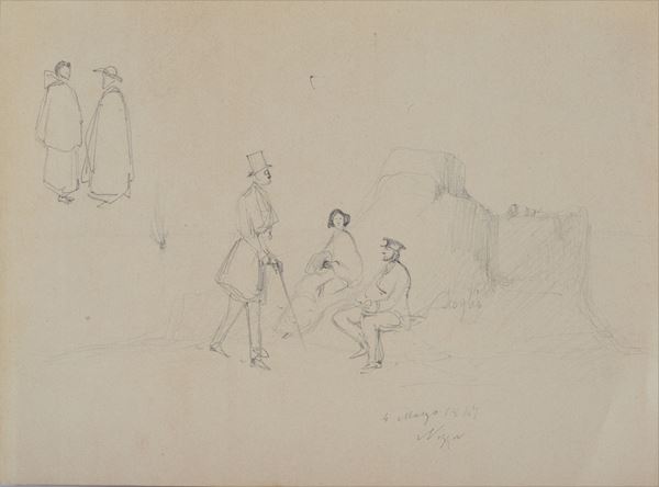 Anonimo, XIX sec. : Studies of figures  (1849)  - Pencil on paper - Auction AUTHORS OF XIX AND XX CENTURY - Galleria Pananti Casa d'Aste