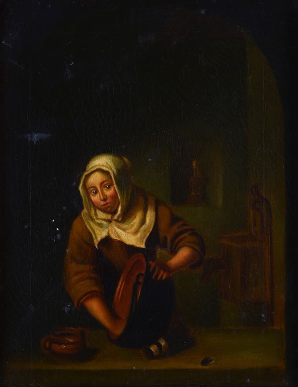 Anonimo, XIX sec. - Interno con donna