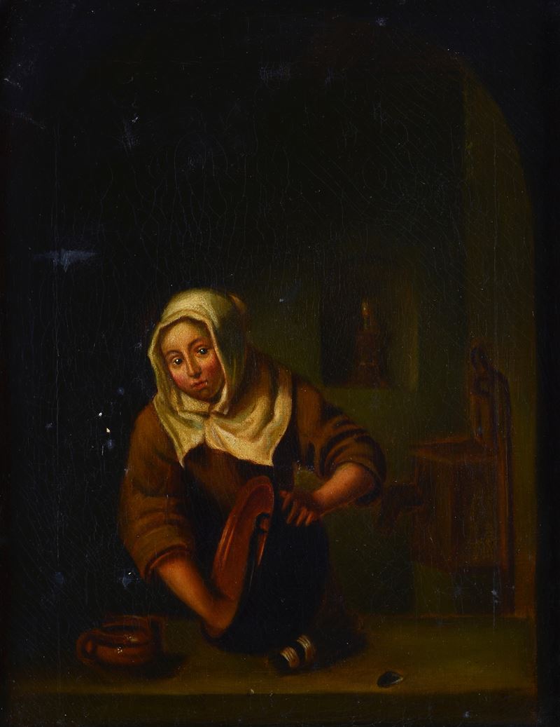 Anonimo, XIX Sec. - Interno con Donna