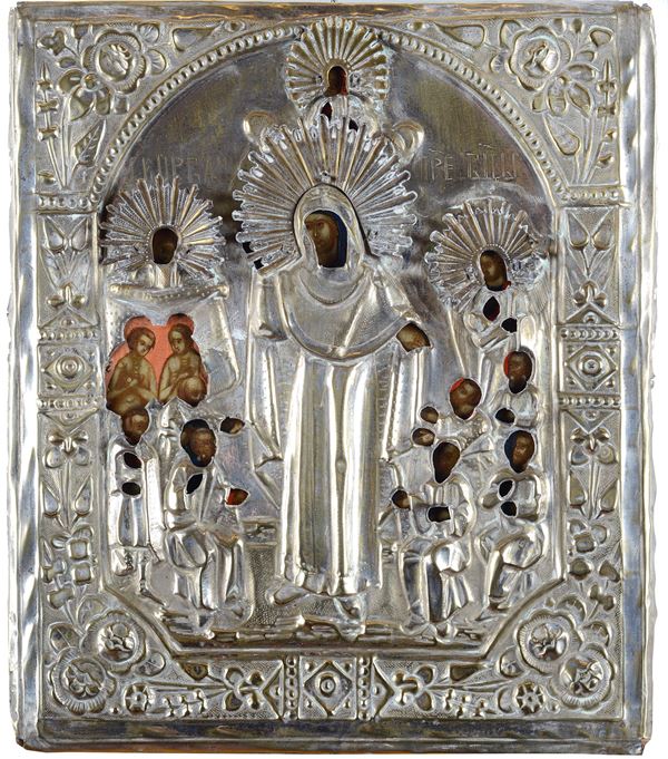 Scuola Russa, XIX sec. - Icona con Vergine Maria