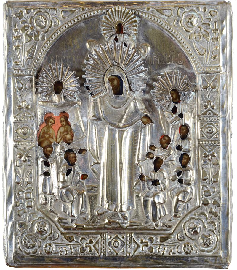 Scuola Russa, XIX Sec. - Icona con Vergine Maria