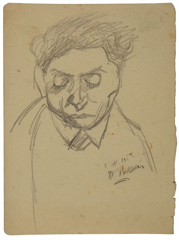 Ottone Rosai : Portrait of a friend  - Pencil on paper - Auction MODERN AND CONTEMPORARY ART - II - Galleria Pananti Casa d'Aste
