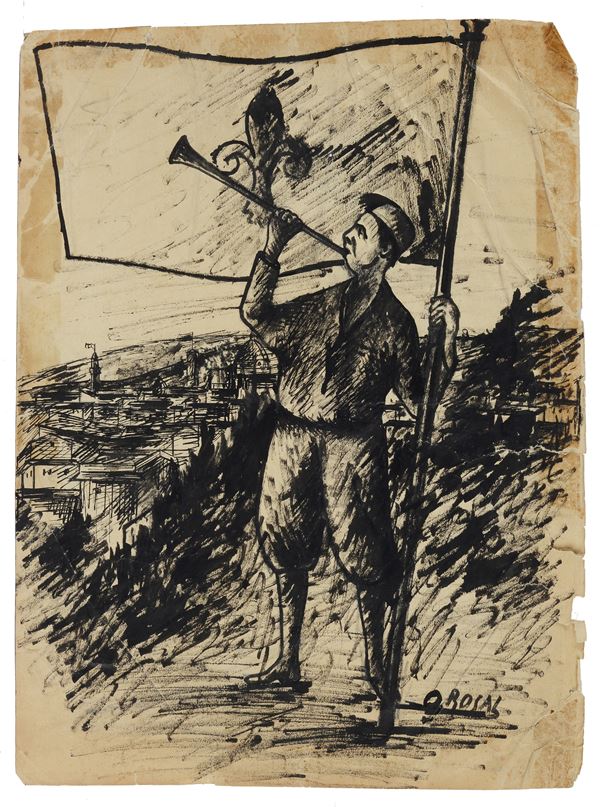 Ottone Rosai - Florentine halberdier (for the magazine Il Bargello)