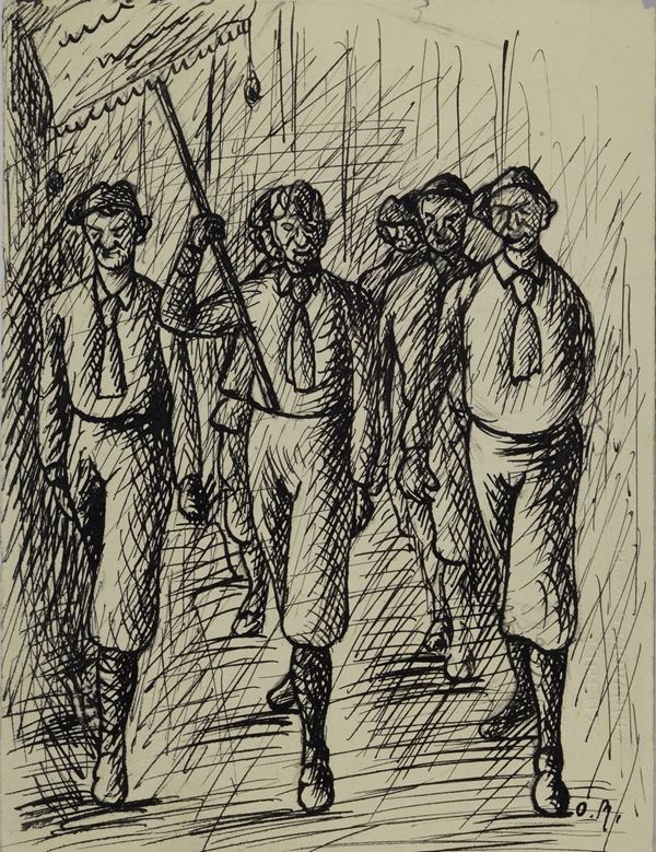 Ottone Rosai - Gruppetto di camice nere (per la rivista Il Bargello)